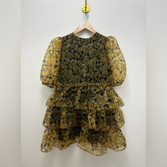 Ganni Yellow Puff Sleeve Mini Dress - Picture 6 of 7